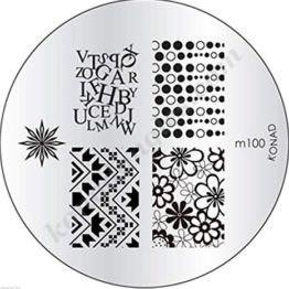 Motifs ongles entier Konad : lettres, bulles, fleurs, flocon neige Choisissez la plaque officielle M100-Konad Plaque Stamping