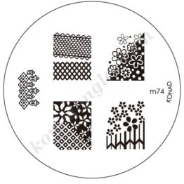 Motifs ongles entiers Konad : fleurs Choisissez la plaque officielle M74-Konad Plaque Stamping