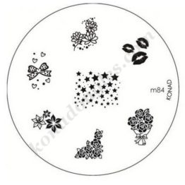 Motifs Konad : étoiles, bouquet fleurs, lèvres, fleurs Choisissez la plaque officielle M84-Konad Plaque Stamping