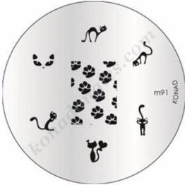 Motifs Konad : chats, pattes de chat, yeux de chat Choisissez la plaque officielle M91-Konad Plaque Stamping