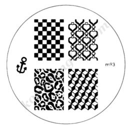 Motifs ongles entier Konad : encre, cubes3d, cœurs, quadrillage Choisissez la plaque officielle M93-Konad Plaque Stamping
