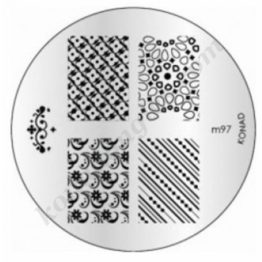 Motifs ongles entier Konad : formes géométriques, moustache Choisissez la plaque officielle M98-Konad Plaque Stamping