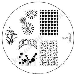 Motifs ongles entier Konad : feu d'artifices, géo 3d, french bulles, bambous Choisissez la plaque officielle M99-Konad Plaque Stamping