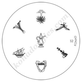 Motifs Konad : oasis, palmier, aigle, voilier bateau, chicha Choisissez la plaque officielle S2-Konad Plaque Stamping